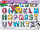 Melissa & Doug Lift & See Alphabet Wooden Peg Puzzle