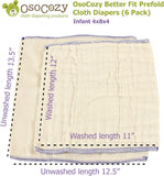 OsoCozy Better Fit Unbleached Cotton Prefolds, 6-Pack
