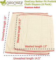 OsoCozy Better Fit Unbleached Cotton Prefolds, 6-Pack