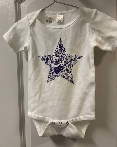Little Black Tutu Purple Music Star Infant Bodysuit, 6-12 mo