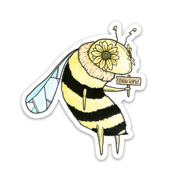 Big Moods 'Bee Kind' Bee with Flowers Vinyl Sticker