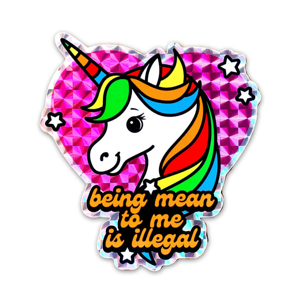 *NEW* Krystan Saint Cat 'Being Mean To Me Is Illegal' Prismatic Vinyl Sticker