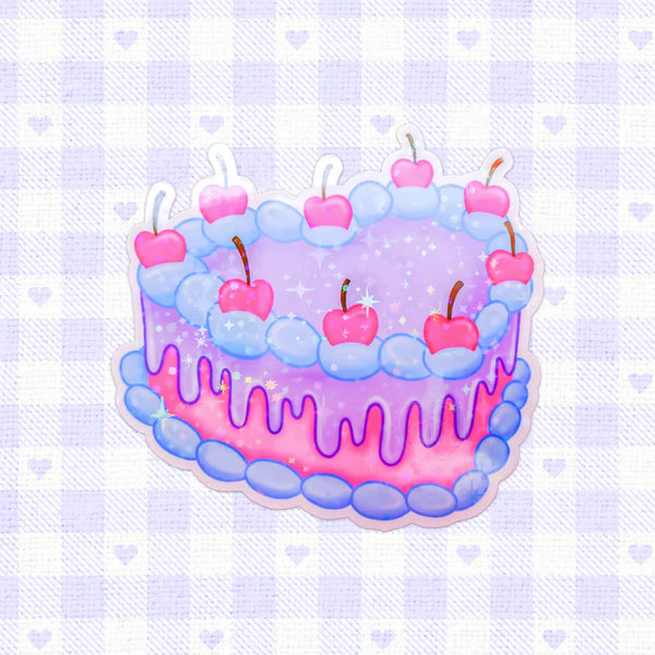 *NEW* LooLooKazoo Cherry Cake Holographic Vinyl Sticker