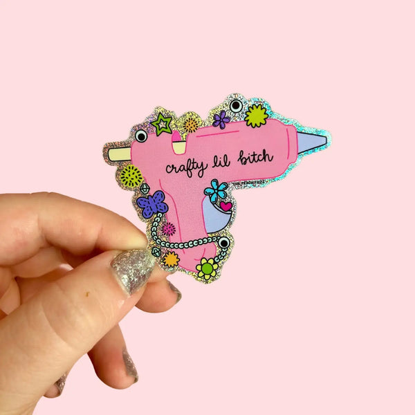 *NEW* The Peach Fuzz 'Crafty Lil Bitch' Glitter Vinyl Sticker