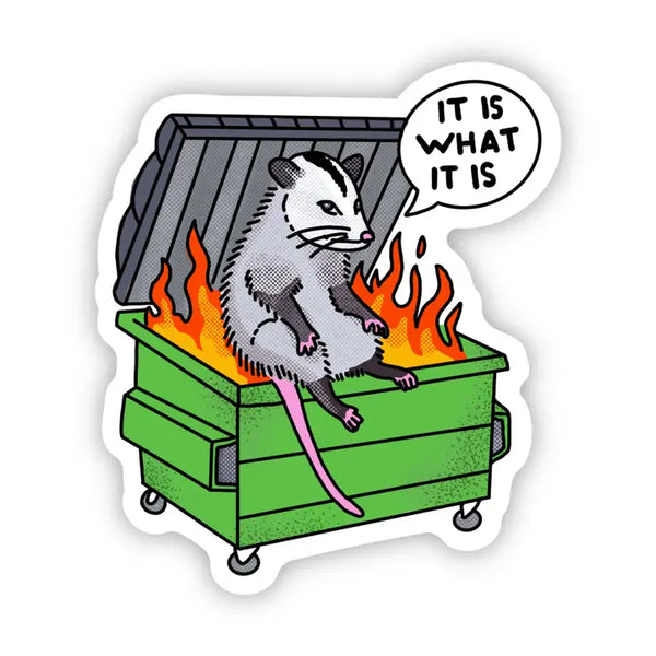 Big Moods 'It Is What It Is' Dumpster Fire Vinyl Sticker
