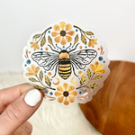 Big Moods Bee and Flowers Clear Vinyl Sticker