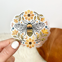 Big Moods Bee and Flowers Clear Vinyl Sticker