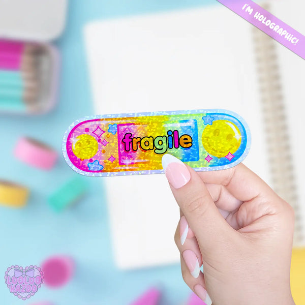 *NEW* LooLooKazoo 'Fragile' Holographic Vinyl Sticker