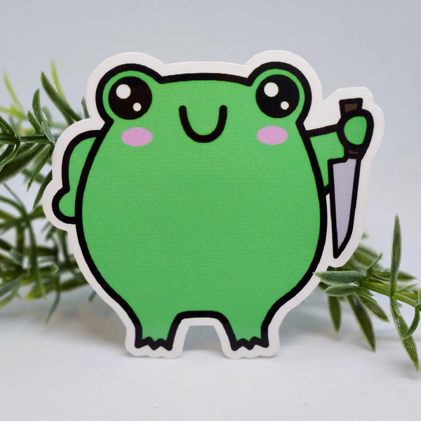 *NEW* Luxe Trauma Kawaii Frog with Knife Vinyl Sticker