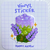 *NEW* Happy Arden Lavender Matcha Latte Holographic Vinyl Sticker