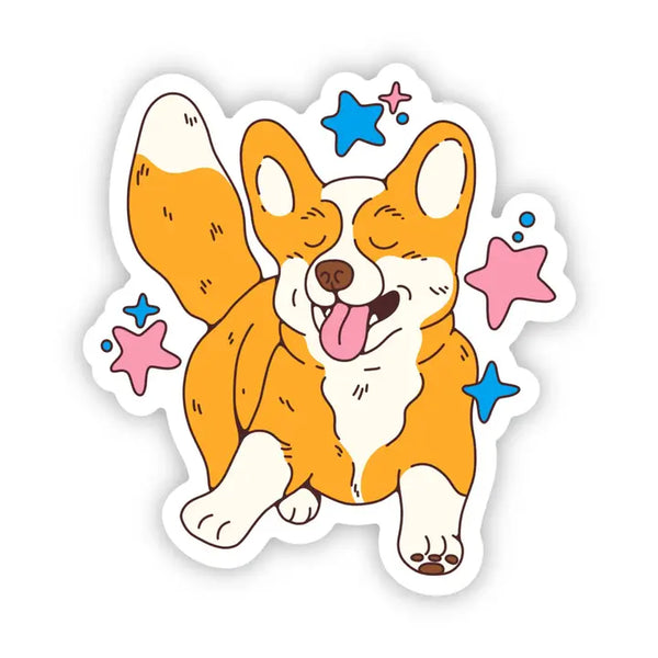 Big Moods Happy Corgi Dog Vinyl Sticker