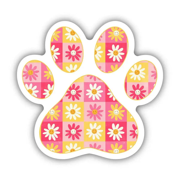Big Moods Happy Flowers Paw Print Vinyl Sticker