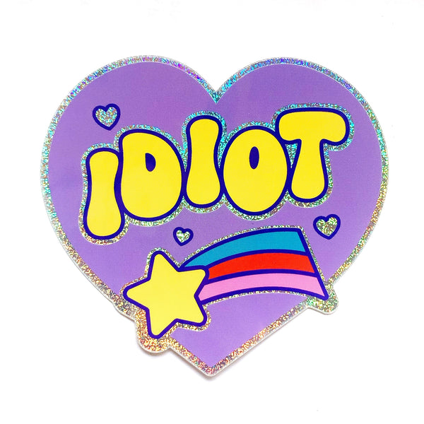 *NEW* Krystan Saint Cat 'Idiot' Glitter Vinyl Sticker