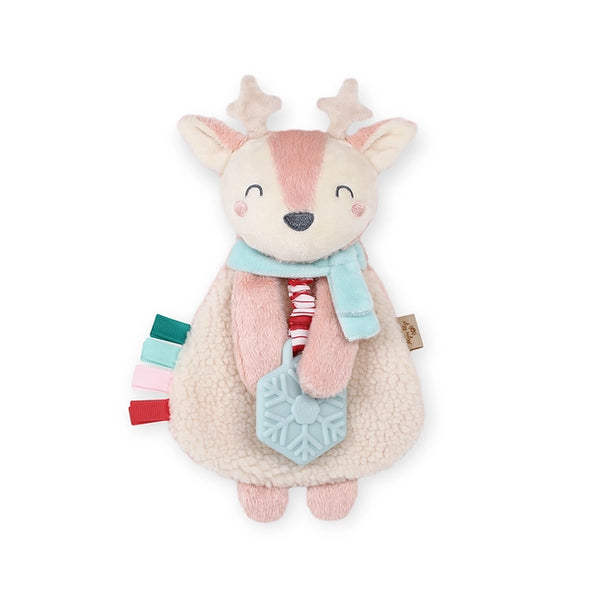 Itzy Ritzy Itzy Lovey Holiday Plush with Teether - Pink Reindeer