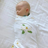 Little Hometown Muslin Swaddle Blanket: Southern Magnolia