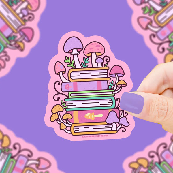 *NEW* Turtle's Soup Mushroom Stacked Books Vinyl Sticker