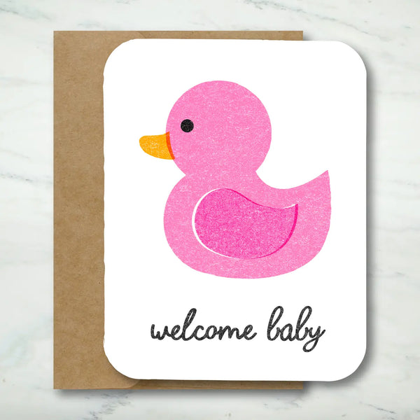 *NEW* Paper Chain Studios Pink Ducky Welcome Baby Greeting Card