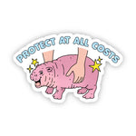 Big Moods 'Protect At All Costs' Moo Deng Hippo Vinyl Sticker