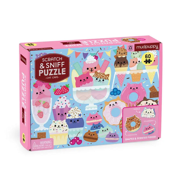 *NEW* Mudpuppy Scratch & Sniff 60 Piece Puzzle: Cat Cafe