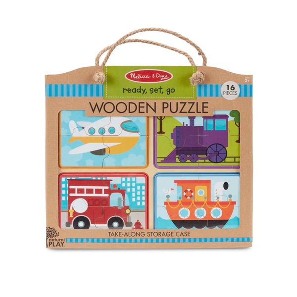 Melissa & Doug Natural Play Wooden Puzzle - Ready, Set, Go