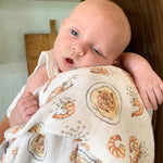 Little Hometown Muslin Swaddle Blanket: Shrimp & Grits
