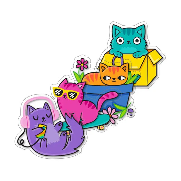 Ooly Stickiville Silly Kitties Clear Vinyl Sticker Pack