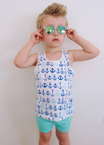 *FINAL SALE* June and January Racer Tank Top - Anchor