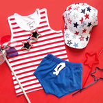 *FINAL SALE* June and January Racer Tank Top - Poppy Stripe