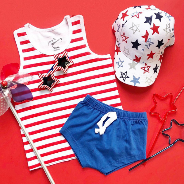 *FINAL SALE* June and January Racer Tank Top - Poppy Stripe