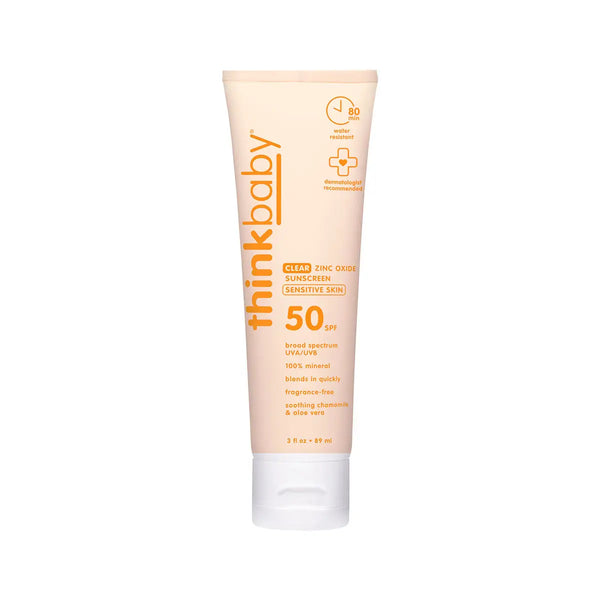 *NEW* ThinkBaby SPF 50+ Baby Clear Zinc Sunscreen for Sensitive Skin, 3oz