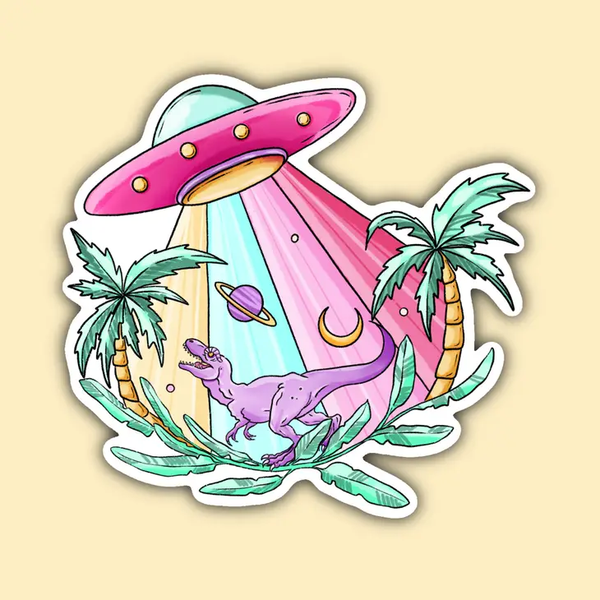Indigo Maiden UFO Dinosaur Abduction Vinyl Sticker