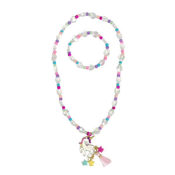 *NEW* Pink Poppy Unicorn Charm Necklace and Bracelet Set
