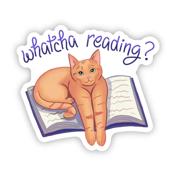 Big Moods 'Whatcha Reading' Cat Vinyl Sticker