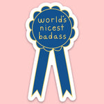 Tender Ghost 'World's Nicest Badass' Ribbon Vinyl Sticker