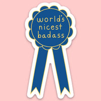 Tender Ghost 'World's Nicest Badass' Ribbon Vinyl Sticker