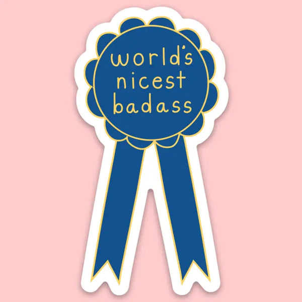 Tender Ghost 'World's Nicest Badass' Ribbon Vinyl Sticker