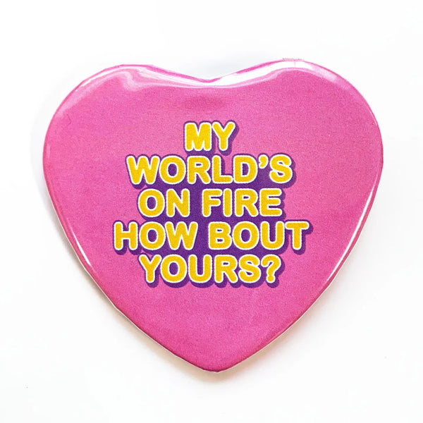 *NEW* Krystan Saint Cat 'My World's On Fire' Pinback Button