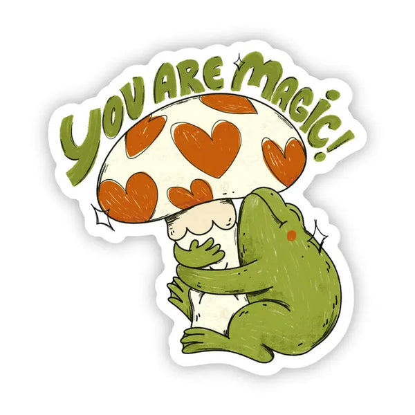 Big Moods 'You Are Magic' Mushroom and Frog Vinyl Sticker