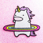 Robot Dance Battle Iron-On Patch - Hula Unicorn