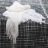 Modern Burlap Organic Cotton Muslin White Fringe Swaddle