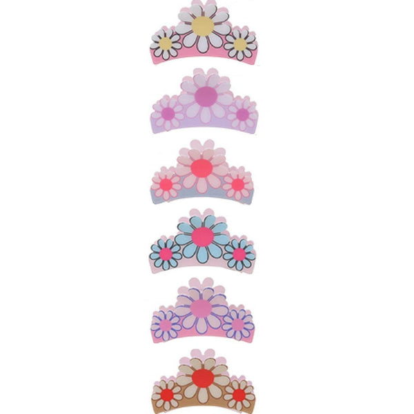 Retro Flower Print Claw Hair Clips