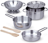 *NEW* Melissa & Doug Stainless Steel Pots and Pans Play Set