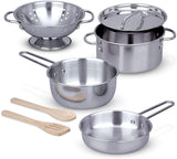 *NEW* Melissa & Doug Stainless Steel Pots and Pans Play Set