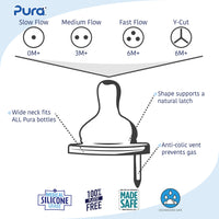 Pura Stainless Kiki Slow Flow Natural Vent Nipples, 2 Pack