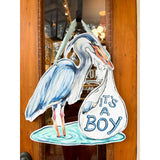Home Malone It's A Boy Blue Heron Door Hanger