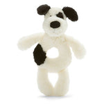 Jellycat Bashful Black & Cream Puppy Ring Rattle