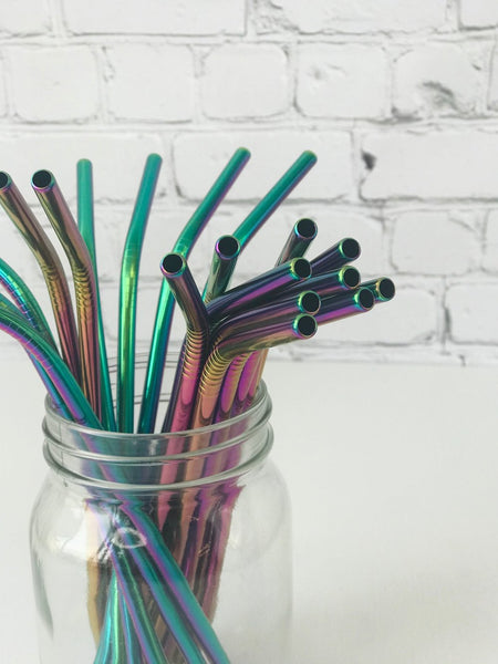 Olsen+Olsen Stainless Steel Curved Rainbow Straws