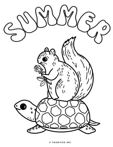 Hot Squirrel Summer Coloring Sheets