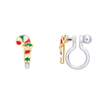 Girl Nation Holiday Clip-On Cutie Earrings - Candy Cane Delight