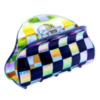 Iridescent Checkered Black Claw Hair Clip